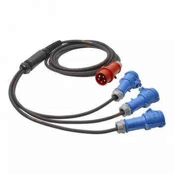 Câble de distribution électrique Sommer Cable Titanex, fiche CEE 16 A 5 broches vers 3 prises CEE 16 A 3 broches, H07RN-F 5 x 2,5 mm², MENNEKES, noir, 5 m (GSH4-525H0500)