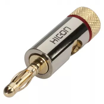 Connecteur d'enceinte fiche banane HICON Sommer Cable avec contact à vis universel, montage sur câble - rouge