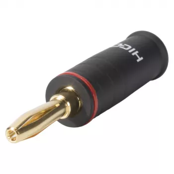 Fiche banane Sommer Cable HICON, raccordement à borne à vis, repérage rouge, 4 mm, dorée