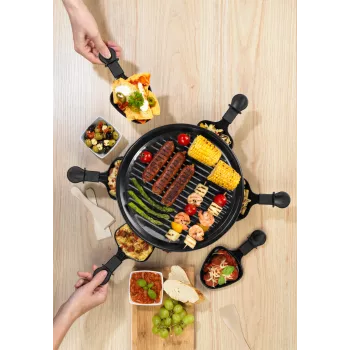 Giles & Posner EK4511GV2VDE Grill raclette de table 1200 W 8 personnes noir/argent
