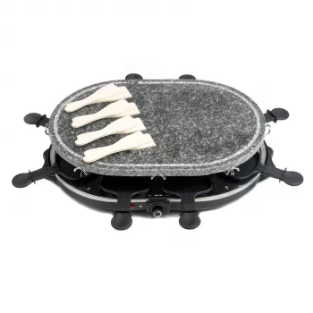 Giles & Posner EK1872GV2VDE Grill raclette de table en pierre - 1200 W, pour 8 personnes, noir/gris