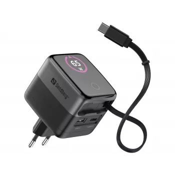 SANDBERG Chargeur PD65W avec écran et câble