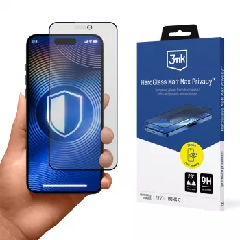 3MK HardGlass Matt Max Film de protection d'écran confidentialité pour Apple iPhone 16 Pro