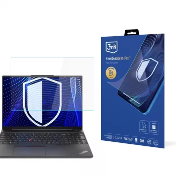 Protection d'écran 3MK PROTECTION FlexibleGlass Pro pour Lenovo ThinkPad E16 Gen 1/2/3 (16 pouces, 16:10, verre hybride, dureté 7H, 0,3 mm, anti-traces de doigts, sans bulles)
