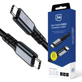 Câble 3mk Hyper N-SERIES Thunderbolt 4 240W 40Gb/s 8K60Hz 48V/5A noir 1 m