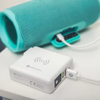 Chargeur sans fil FORCELL F-ENERGY 4-en-1 15 W avec ports USB/USB-C et batterie externe 8000 mAh
