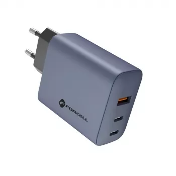 FORCELL F-ENERGY GaN VT-42B Chargeur secteur 2x USB-C + USB-A PD QC4.0 4A 65W Gris