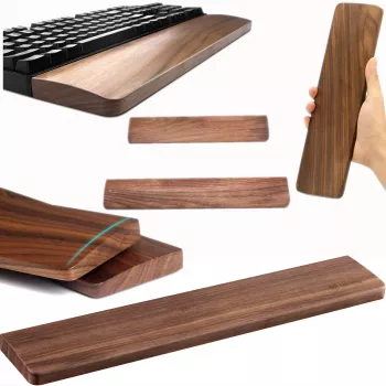 MOZOS KTW2 Repose-poignet en bois pour claviers pleine taille, noyer naturel, 44 x 8 x 1,6 cm