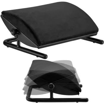 Repose-pieds ergonomique de bureau MOZOS FS3, noir, hauteur réglable 110-170 mm, inclinaison jusqu'à 30°, surface antidérapante
