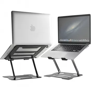 MOZOS N2-BK Support d'ordinateur portable ergonomique - noir, hauteur réglable, pliable, aluminium