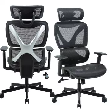 MOZOS ERGO-R Chaise de bureau ergonomique avec dossier en mesh, soutien lombaire réglable, capacité 120 kg, noire