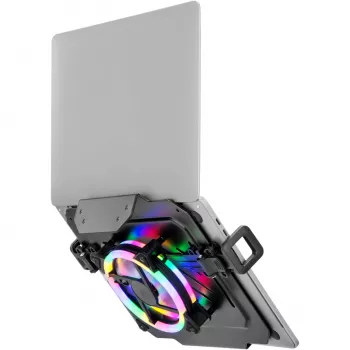 MOZOS LP-RGB Plateau pour ordinateur portable pour supports de bureau, VESA 75x75/100x100, noir, éclairage RGB