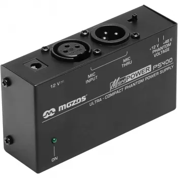 MOZOS PS400 Alimentation fantôme 12V / 48V pour microphones XLR