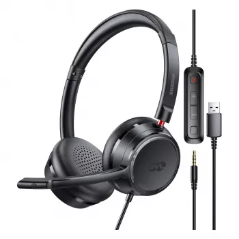 Casque USB MOZOS KL201 avec microphone, on-ear, noir