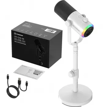 Microphone dynamique MOZOS GM-ONE blanc USB XLR RGB LED