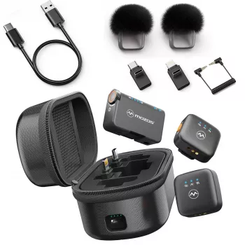 Système de microphones sans fil double MOZOS MX4-DUAL 2,4 GHz pour smartphones
