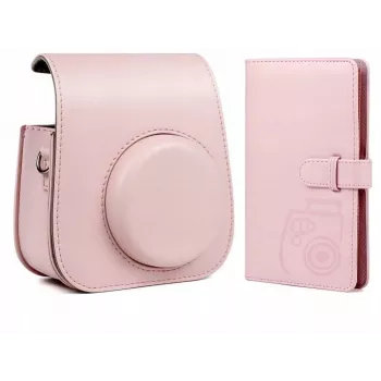 Ensemble 2 en 1 LOVEINSTANT : étui de protection et album photo pour Fuji Instax Mini 11 - rose
