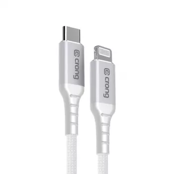 Câble de charge rapide MFi Crong Armor Link USB-C vers Lightning 150 cm Blanc