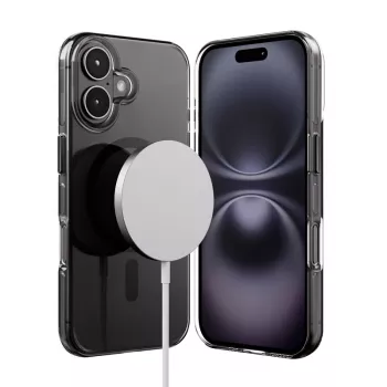 Étui Crong Clear MAG Pro pour Apple iPhone 16, MagSafe, noir