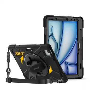 Coque Crong Defender Plus pour iPad Air 11 inch M3 (2025) / M2 (2024) Noire