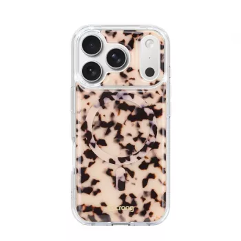 Crong Deluxe MAG Cover - Coque pour iPhone 17 Pro MagSafe (Blonde Tortoise)