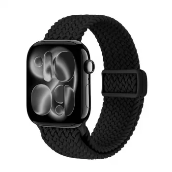 Crong Wave Band - Bracelet tressé pour Apple Watch 38/40/41/42 mm (Noir)
