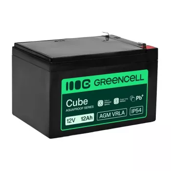 Greencell AGM VRLA 12 V 12 Ah batterie sans entretien pour caisses enregistreuses, jouets, appareils photo (151x98,5x95 mm)