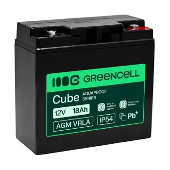Greencell AGM VRLA 12 V 18 Ah batterie sans entretien pour caisses enregistreuses, jouets, appareils photo (181x77x167 mm)