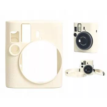 Étui de protection en silicone LOVEINSTANT pour Fujifilm Instax Mini 41 - blanc/beige