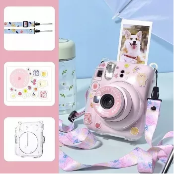 LOVEINSTANT Housse pour Fujifilm Instax Mini 12 avec autocollants - Yogurt Rabbit