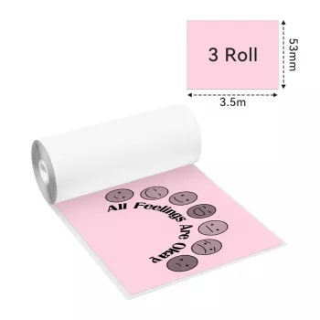 Rouleaux de papier thermique couleur Phomemo 53 mm x 6,5 m lot de 3 pour T02 M02 PRO M03 M04S