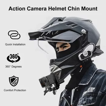 Fixation mentonnière pour casque de moto PULUZ pour GoPro Hero 12 11 Mini 10 9 8 7 6 5 4 3+ Max - PU927B