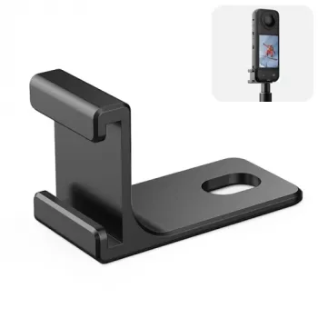 Support adaptateur PULUZ 1/4 inch pour Insta360 X5/X4/X3/One X2 - Noir, alliage d'aluminium, griffe froide