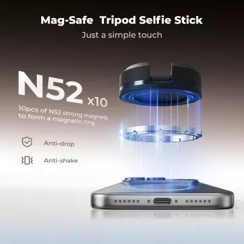 Trépied perche à selfie KF 162 cm magnétique MagSafe pour smartphone avec télécommande Kf09.139