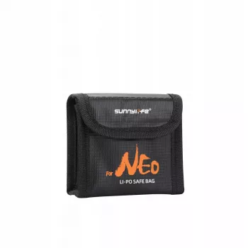 Sac de rangement ignifuge pour batterie LiPo SUNNYLIFE pour DJI Neo / Neo 2, contenant 3 batteries, noir