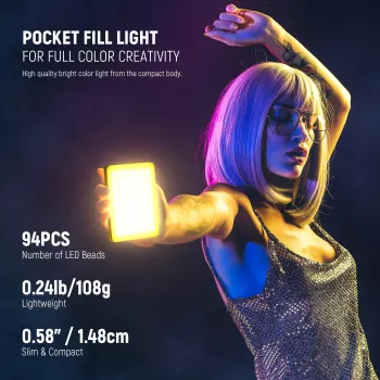 NEEWER VL67C Lampe vidéo LED RGB 5W avec pince pour téléphone et contrôle par application Bluetooth