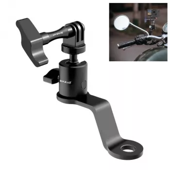 Fixation sur rétroviseur PULUZ pour moto, quad, scooter, vélo - support universel guidon et tige de rétroviseur pour smartphone, action cam, GoPro - PU1056B