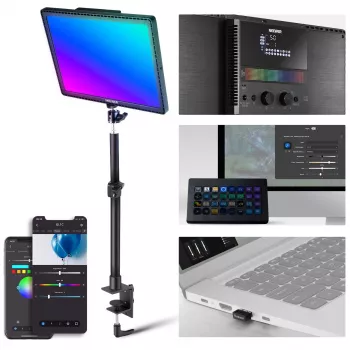 Panneau lumineux vidéo LED RGB NEEWER GL1C 48W avec pied d'éclairage réglable, CRI≥97, télécommande 2,4G et contrôle par application pour streaming et gaming