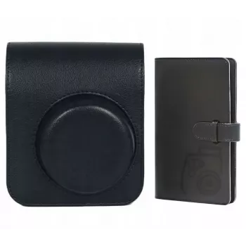LOVEINSTANT Étui housse pochette pour Fujifilm Instax Mini 41 + album photo pour 96 photos / Noir