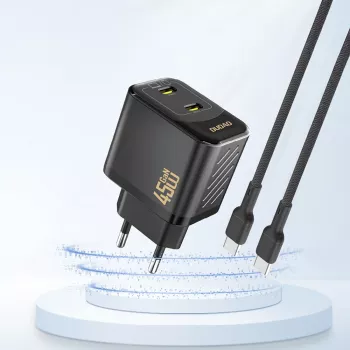 Chargeur mural Dudao A28PEU GaN 45W PD 2xUSB-C noir
