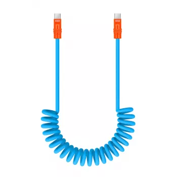 Câble USB-C vers USB-C Newell 100W 1,5 m silicone spiralé bleu-orange