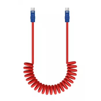 Câble USB-C vers USB-C Newell 100W 1,5 m silicone spiralé rouge-bleu marine