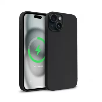 Coque magnétique Crong Color Cover avec MagSafe pour Apple iPhone 15 Plus (noire)