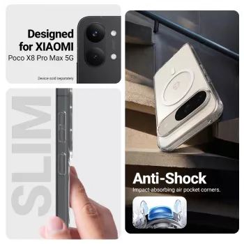 Coque Crong Hybrid Clear Magnetic pour Xiaomi POCO X8 Pro Max 5G, transparente, compatible MagSafe