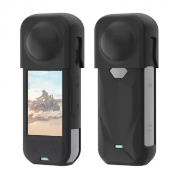 Cache-objectif et étui de protection en silicone PULUZ PU757B pour Insta360 X5