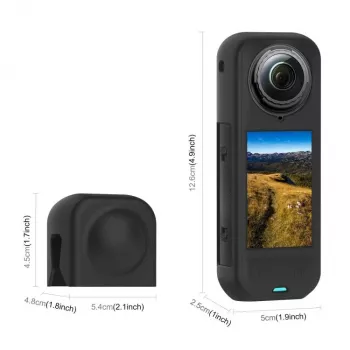 Cache-objectif et étui de protection en silicone PULUZ PU757B pour Insta360 X5