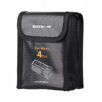 Sac ignifuge de rangement pour batteries SUNNYLIFE pour DJI Mavic 4 Pro, pour 2 batteries, noir