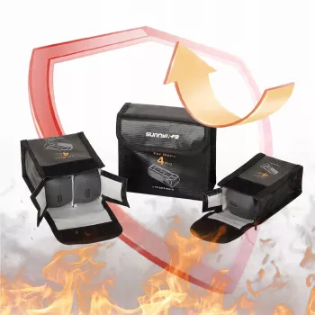 Sac ignifuge de rangement pour batteries SUNNYLIFE pour DJI Mavic 4 Pro, pour 2 batteries, noir