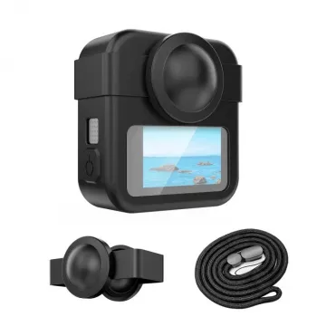 PULUZ kit 3-en-1 étui de protection, capuchon d'objectif, dragonne pour GoPro Max 2 - noir
