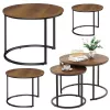 Ensemble de 3 tables basses rondes LEAN 3 en 1, vintage, bois naturel, 51 cm, 40 cm, 30 cm